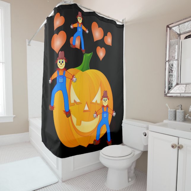 Halloween Shower Curtain, Scarecrow (In Situ)