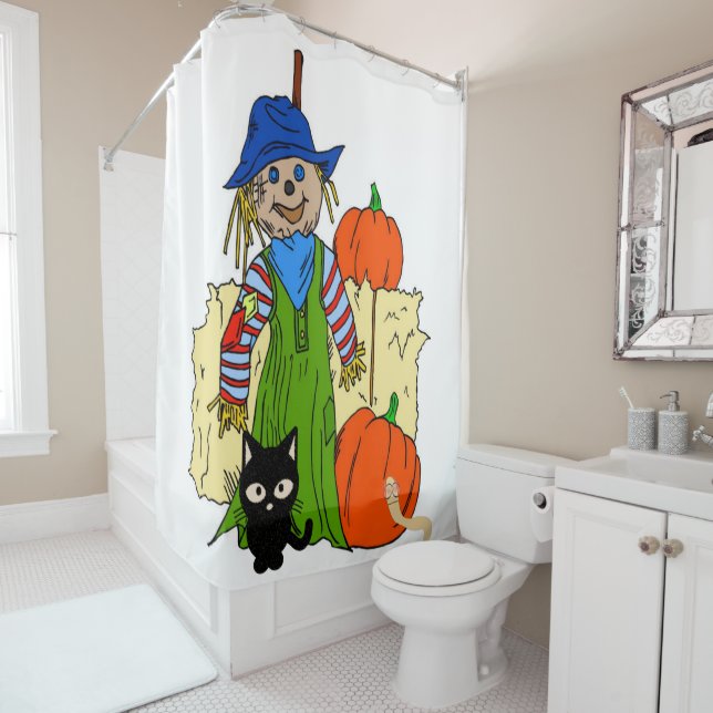 Halloween Shower Curtain, Scarecrow (In Situ)