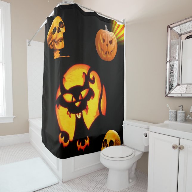 Halloween Shower Curtain Skull (In Situ)