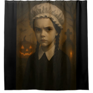 Halloween shower curtain: Wednesday Addams