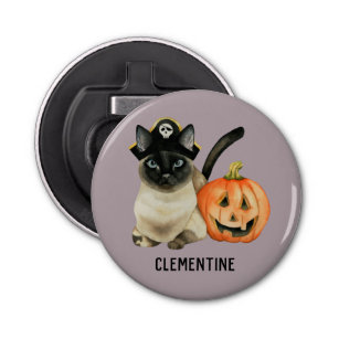 Halloween Siamese Cat   Add Your Name Bottle Opener