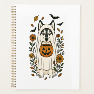 Halloween Siberian Husky Flowers Planner