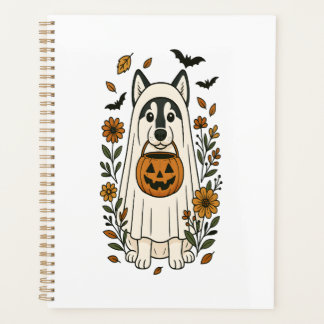 Halloween Siberian Husky Flowers Planner