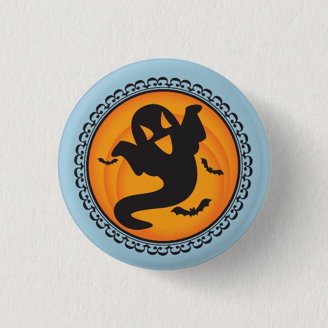 Halloween Silhouettes Ghost Badge 1 Inch Round Button (Front)