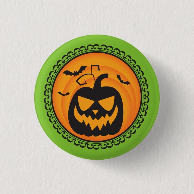 Halloween Silhouettes Pumpkin Badge 1 Inch Round Button (Front)