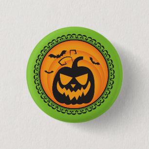 Halloween Silhouettes Pumpkin Badge 1 Inch Round Button