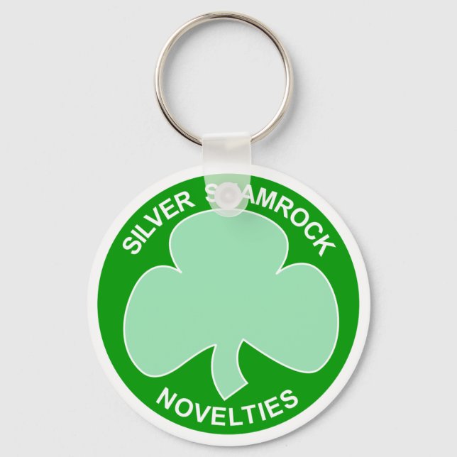 Halloween Silver Shamrock Logo Keychain (Front)