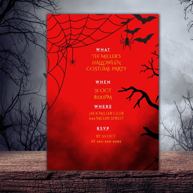 Halloween Simple Red Party Customize Invitation (Creator Uploaded)