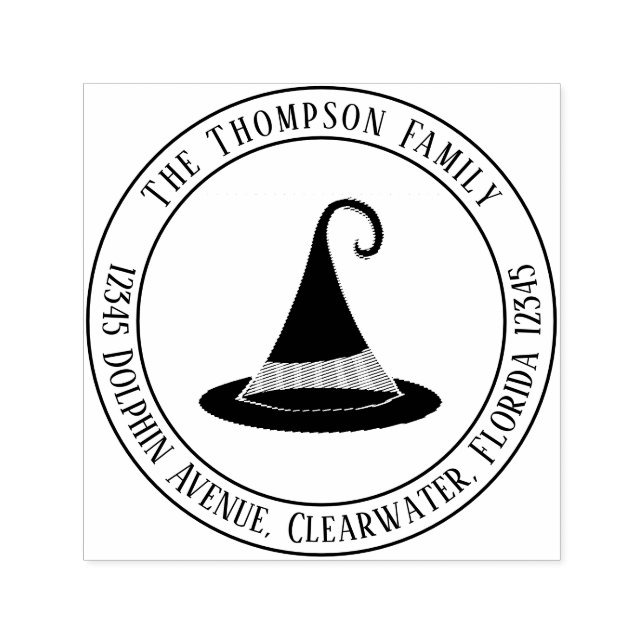 Halloween Simple Return Address Witch Hat Self-inking Stamp (Design)