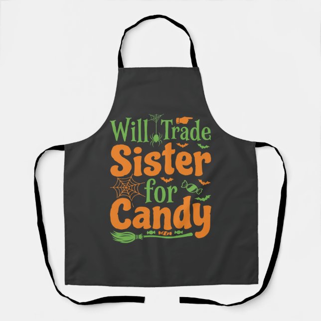 Halloween Sister Candy Trade Design_1 Apron (Front)