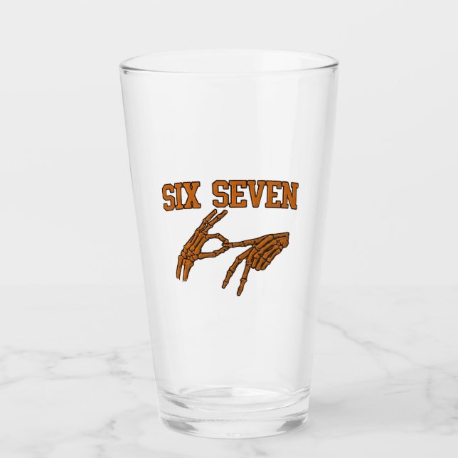 Halloween Six Seven Meme Sign Language 67 Mason  Glass (Front)