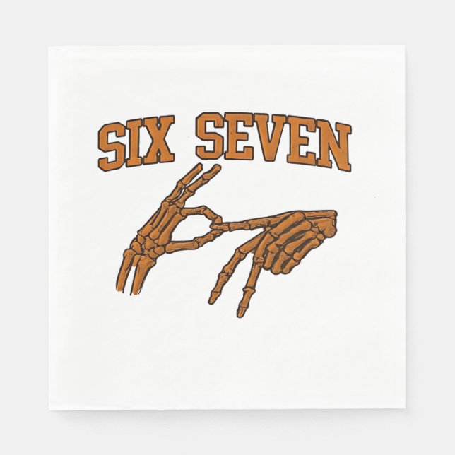 Halloween Six Seven Meme Sign Language 67 Mason  Napkin (Front)