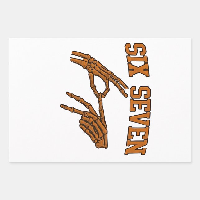 Halloween Six Seven Meme Sign Language 67 Mason  Wrapping Paper Sheet (Front)