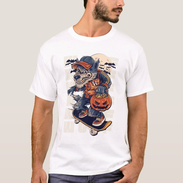 Halloween Skate Wolf T-Shirt (Front)