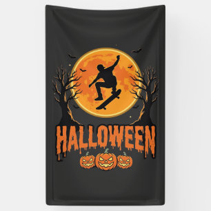 Halloween Skateboard Moon Design Halloween Banner