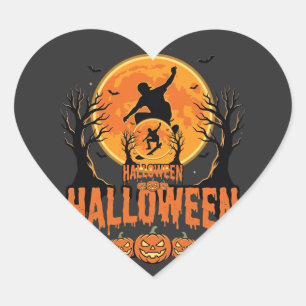 Halloween Skateboard Moon Design Halloween Heart Sticker