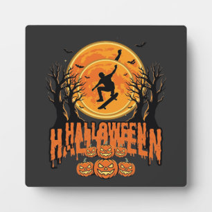 Halloween Skateboard Moon Design Halloween Plaque