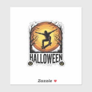 Halloween Skateboard Moon Vintage Vector Design_1