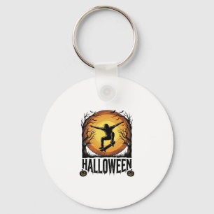 Halloween Skateboard Moon Vintage Vector Design_1 Keychain