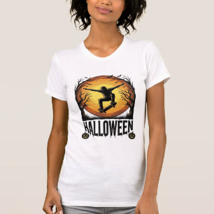 Halloween Skateboard Moon Vintage Vector Design_1 T-Shirt