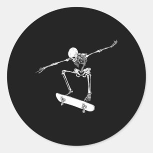 Halloween Skateboard Shirt Boy Skateboarding Men S Classic Round Sticker