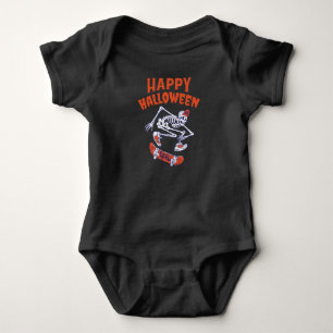 Halloween Skateboard Skeleton Baby Bodysuit
