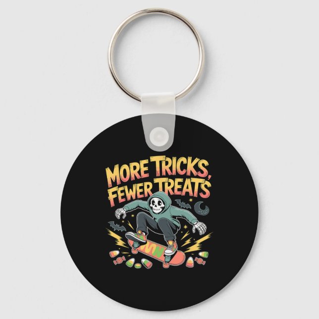 Halloween Skateboard Tricks Skeleton Candy Youth  Keychain (Front)