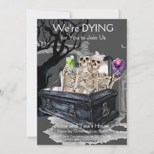 Halloween Skeletal Couple Costume Party Invitation