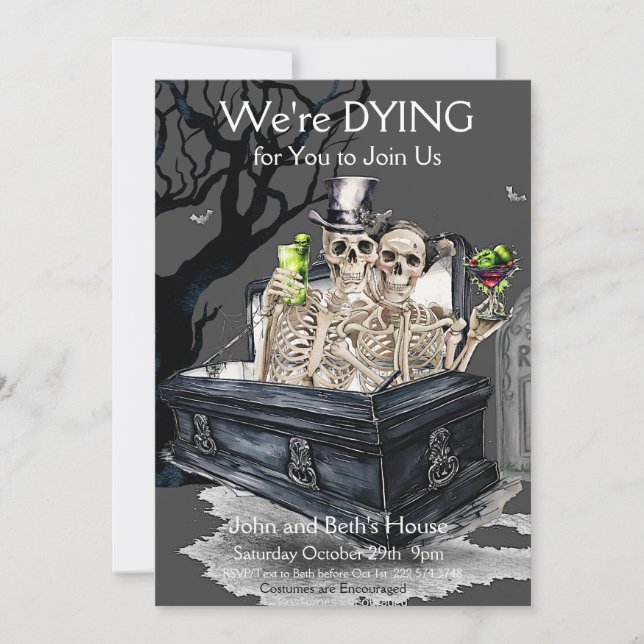  Halloween Skeletal Couple Costume Party Invitation (Front)