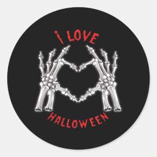 Halloween Skeletal Hands Heart Funny Saying  Classic Round Sticker