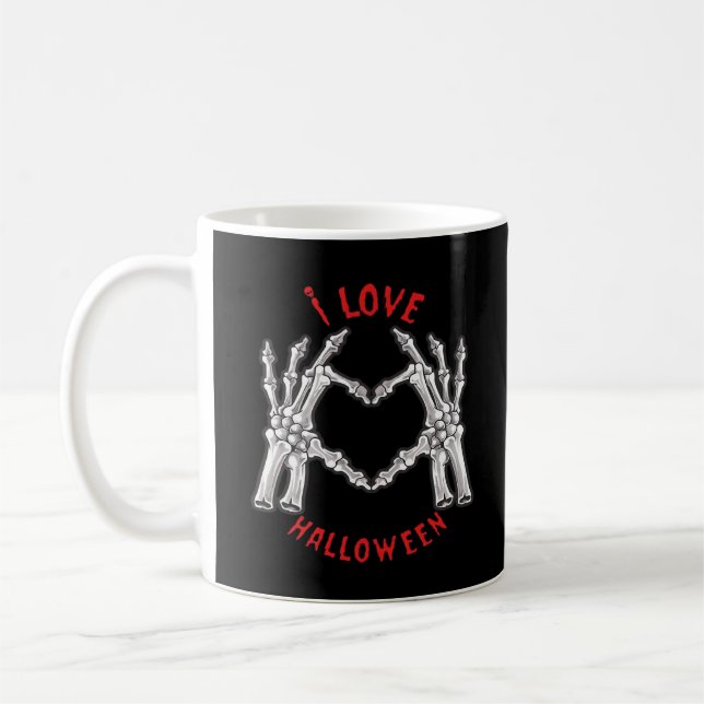 Halloween Skeletal Hands Heart Funny Saying  Coffee Mug (Left)