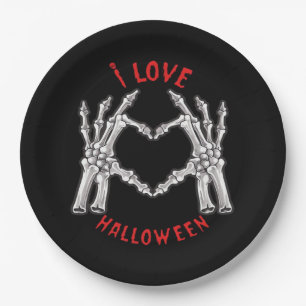 Halloween Skeletal Hands Heart Funny Saying Paper Plate
