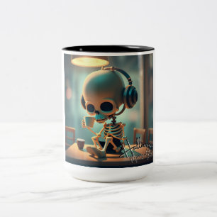 Halloween Skeleton #3 Two-Tone Coffee Mug