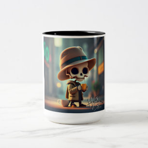 Halloween Skeleton #4 Two-Tone Coffee Mug