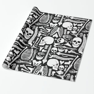 halloween skeleton anatomical bones pattern  wrapping paper