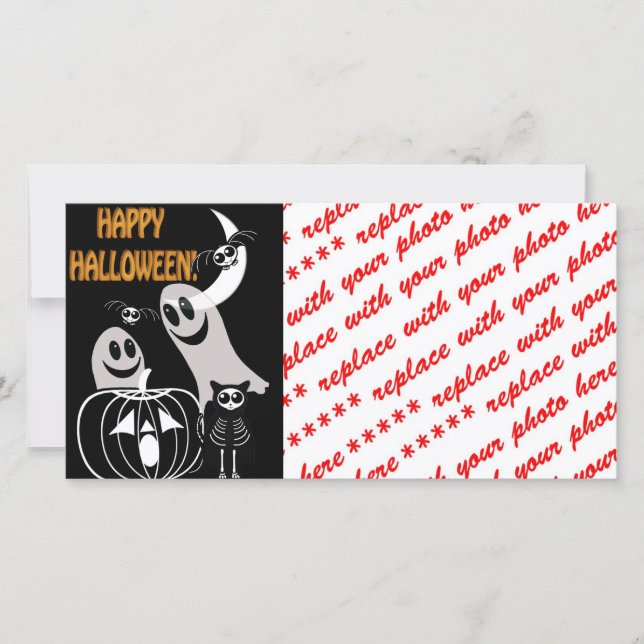 Halloween Skeleton Animals Gang Holiday Card (Front)