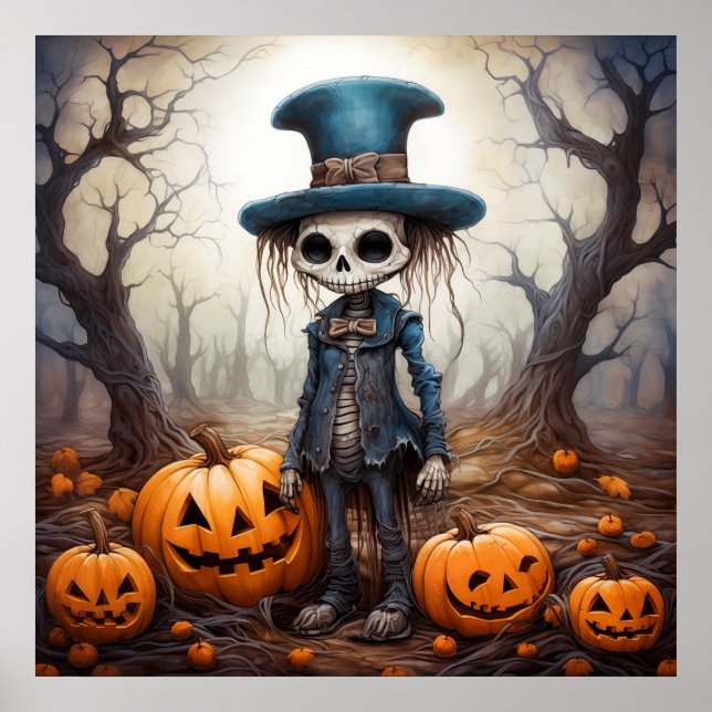 Halloween Skeleton Art Poster (Front)