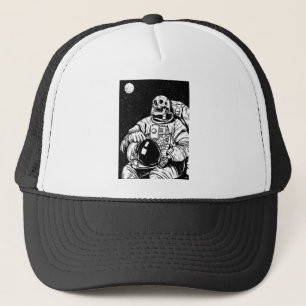 halloween skeleton astronaut trucker hat