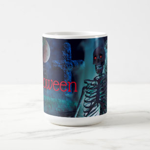 Halloween Skeleton at Graveyard Coffee Mug