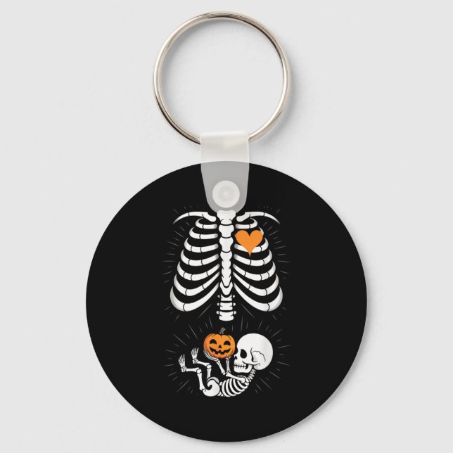 Halloween Skeleton Baby Rib Cage Maternity Pregnan Keychain (Front)