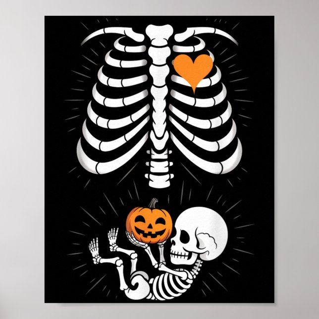 Halloween Skeleton Baby Rib Cage Maternity Pregnan Poster (Front)