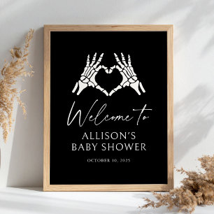 Halloween Skeleton Baby shower Affiche de bienvenu
