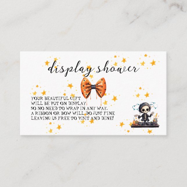 Halloween Skeleton Baby Shower Display Shower Enclosure Card (Front)