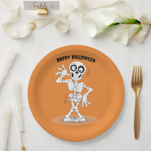 Halloween Skeleton Background Paper Plate