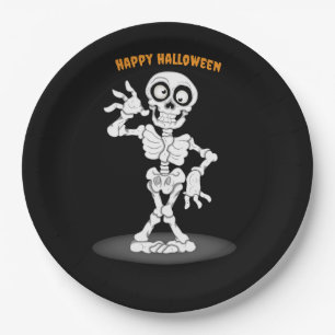 Halloween Skeleton Background Paper Plates