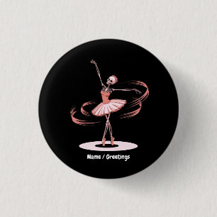 Halloween Skeleton Ballerina Ballet Dance Costume  1 Inch Round Button