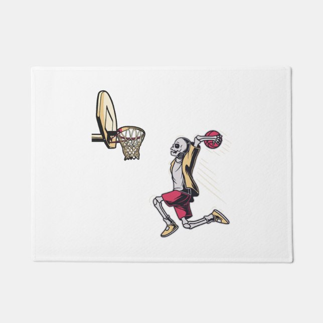Halloween Skeleton Basketball Player Costume Skull Doormat (Front)