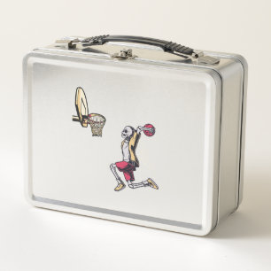 Halloween Skeleton Basketball Player Costume Skull Metal Lunch Box