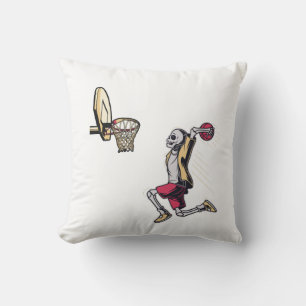 Halloween Skeleton Basketball Player Costume Skull Throw Pillow