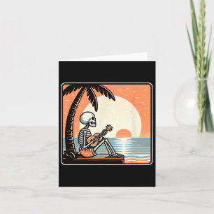 Halloween Skeleton Beach Palm Tree  Card